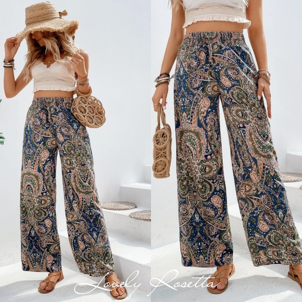 Eye-Catching Printed Wide-Leg Pants